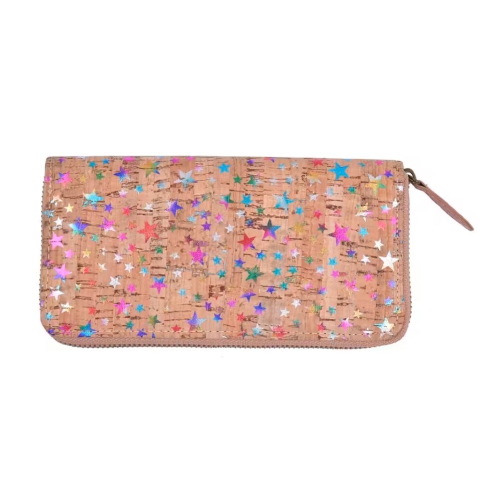 RFID Protected Khaki and Stars Pattern Cork Wallet